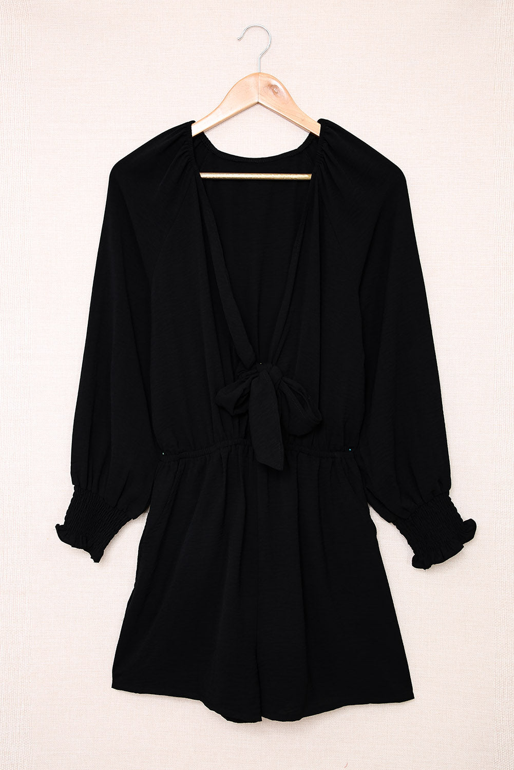 Tied Flounce Sleeve Plunge Romper - Lecatta