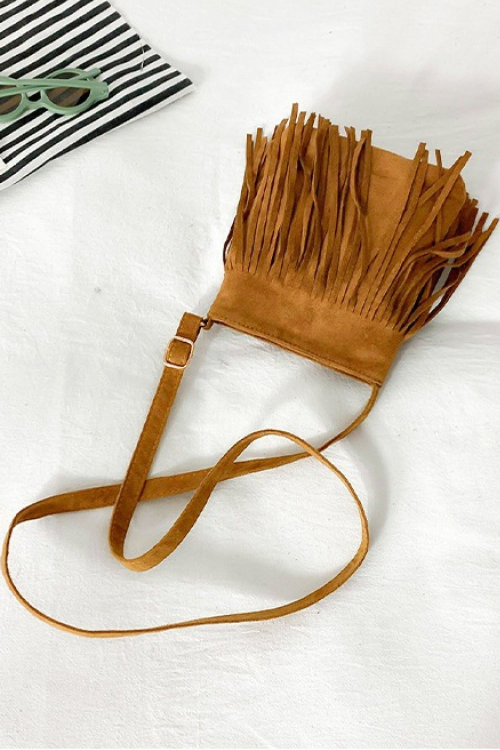 PU Leather Crossbody Bag with Fringe - Lecatta