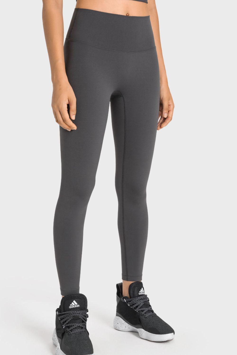 High-Rise Wide Waistband Yoga Leggings - Lecatta