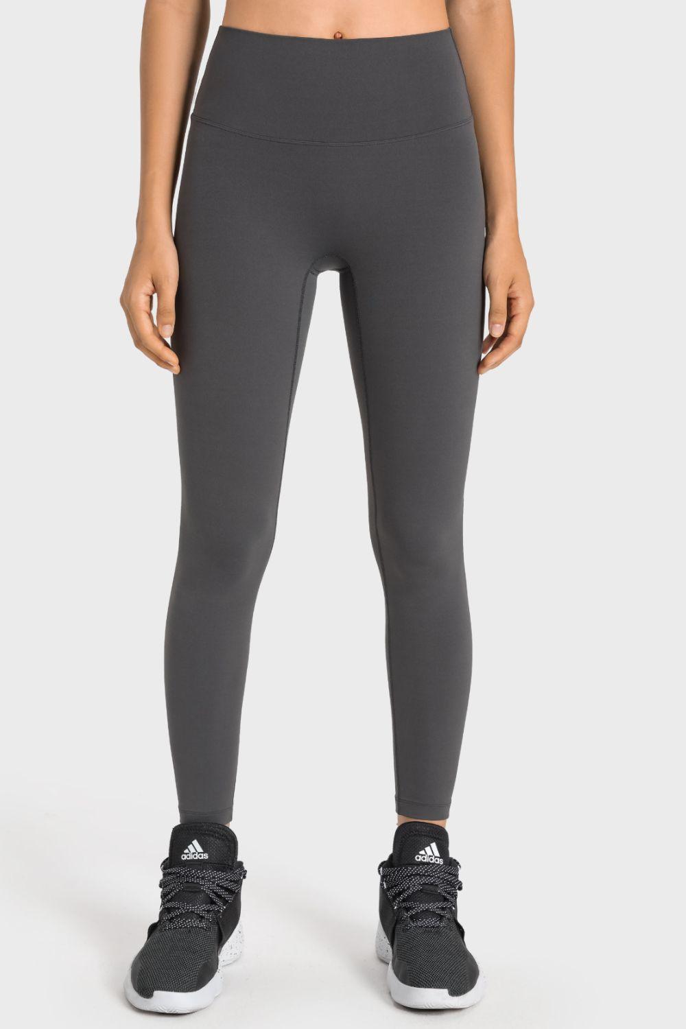 High-Rise Wide Waistband Yoga Leggings - Lecatta
