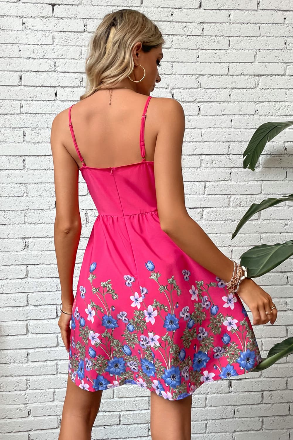 Floral Spaghetti Strap Mini Dress - Lecatta