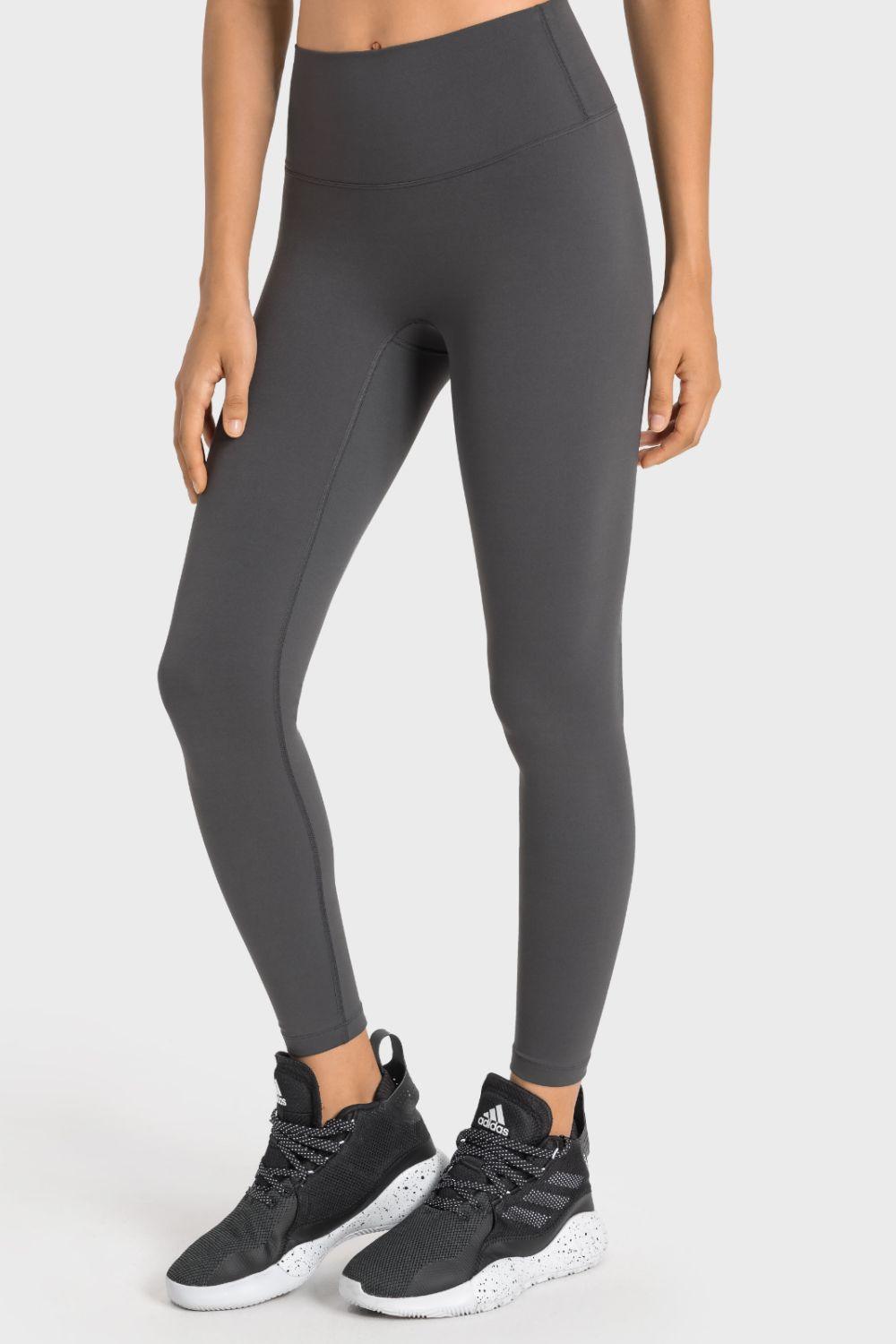 High-Rise Wide Waistband Yoga Leggings - Lecatta
