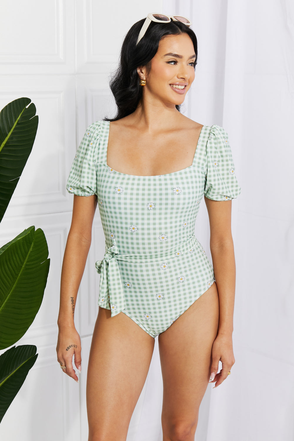 Puff Sleeve One-Piece in Sage - Lecatta