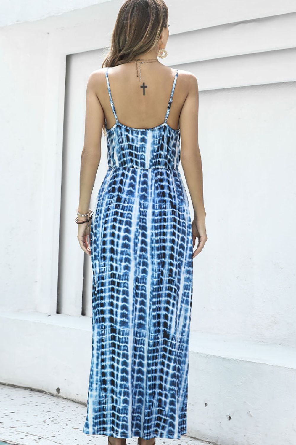 Tie-Dye Spaghetti Strap Maxi Dress - Lecatta