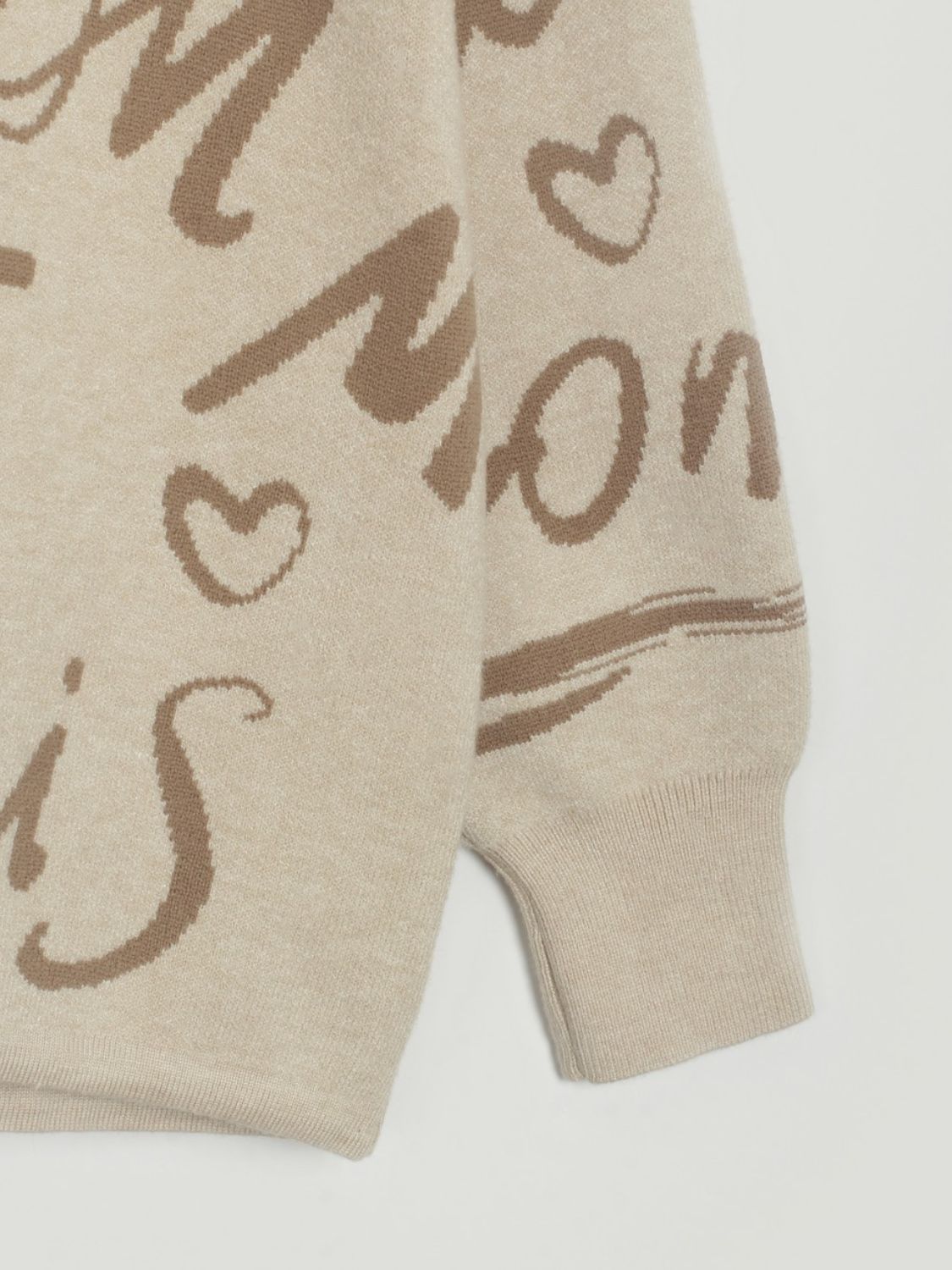 Letter Round Neck Drawstring Sweater - Lecatta