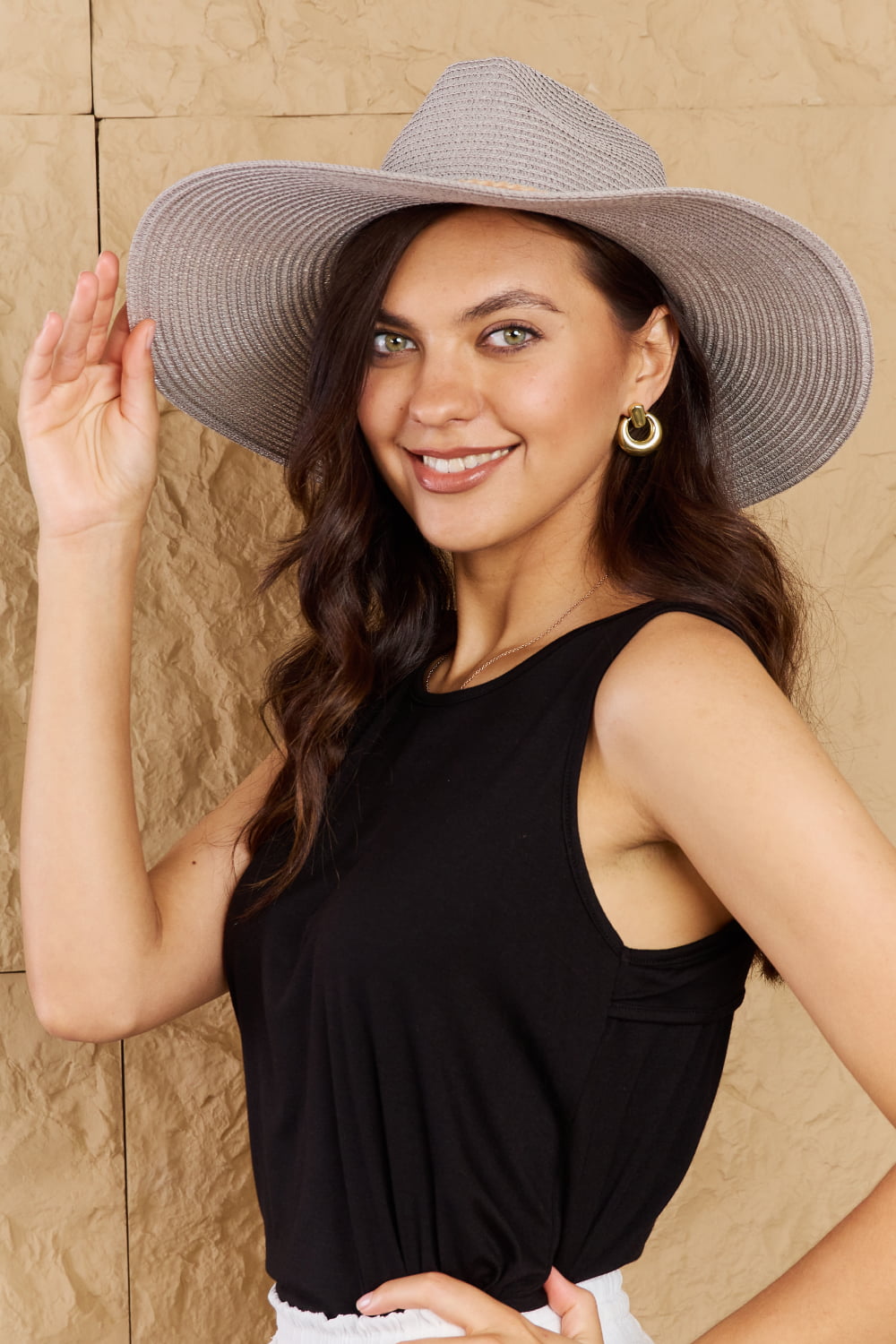 Straw Braided Rope Strap Fedora Hat - Lecatta