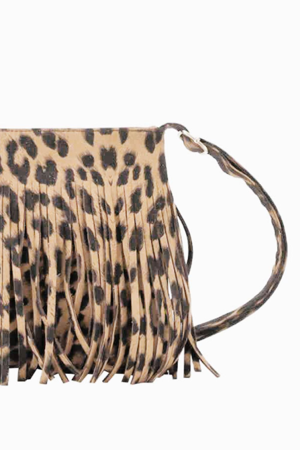 PU Leather Crossbody Bag with Fringe - Lecatta