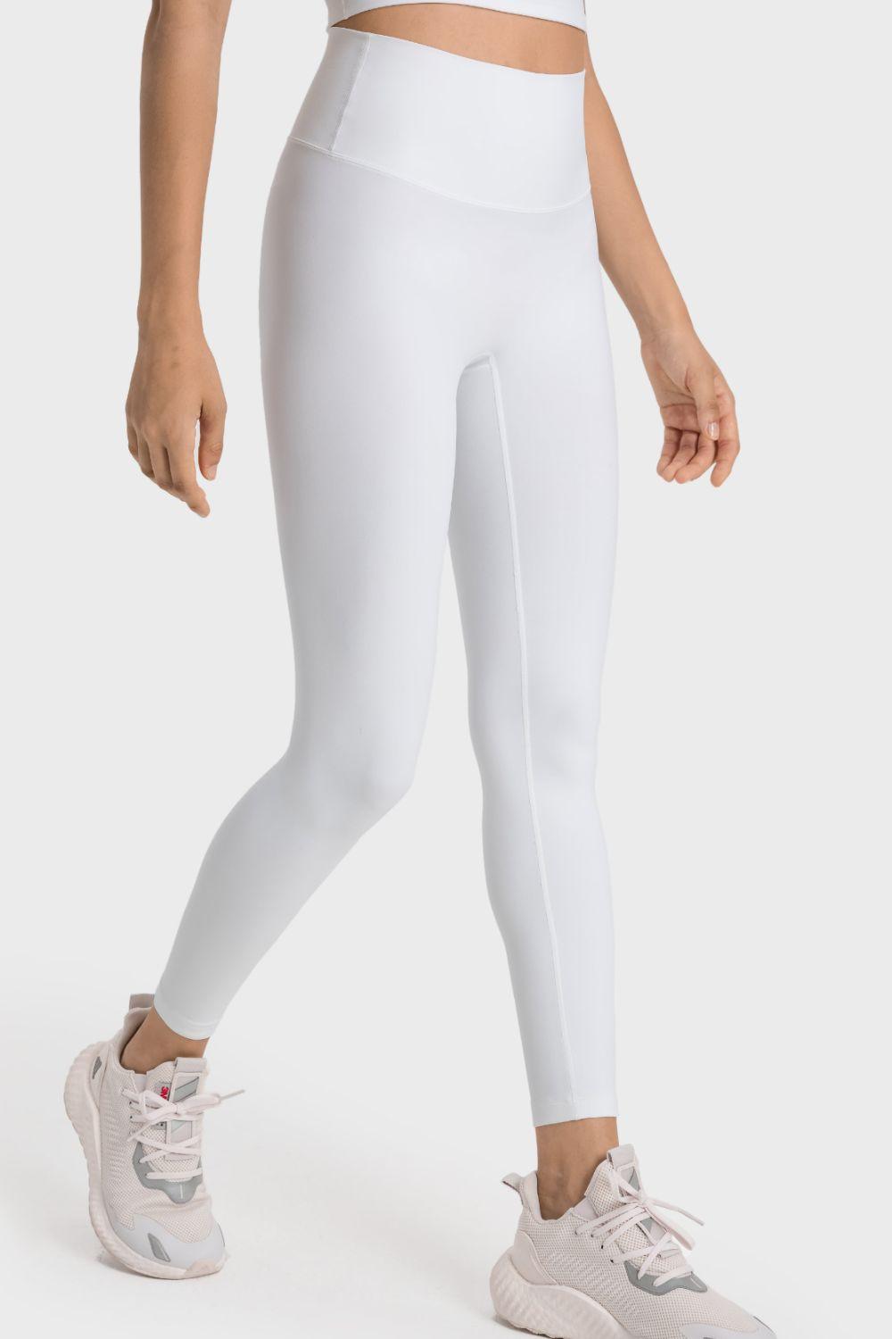 High-Rise Wide Waistband Yoga Leggings - Lecatta