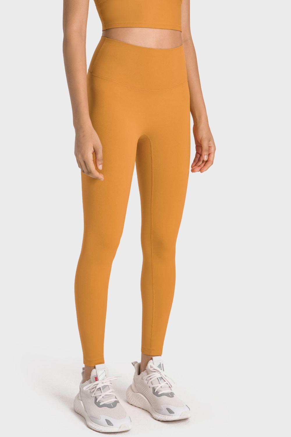 High-Rise Wide Waistband Yoga Leggings - Lecatta
