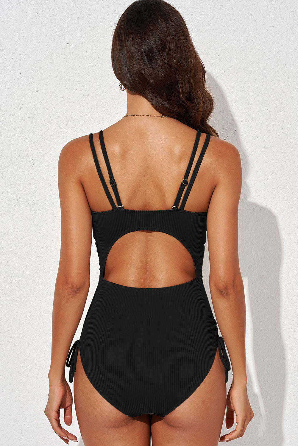 Tied Cutout Plunge One-Piece Swimsuit - Lecatta