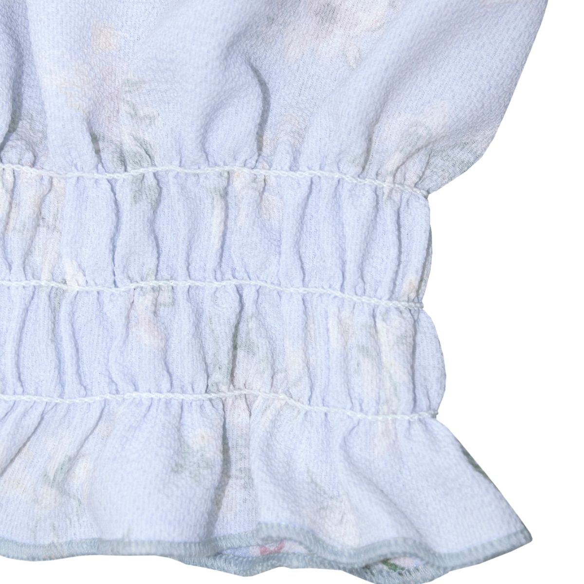 Cropped Off-Shoulder Frill Trim Smocked Blouse - Lecatta