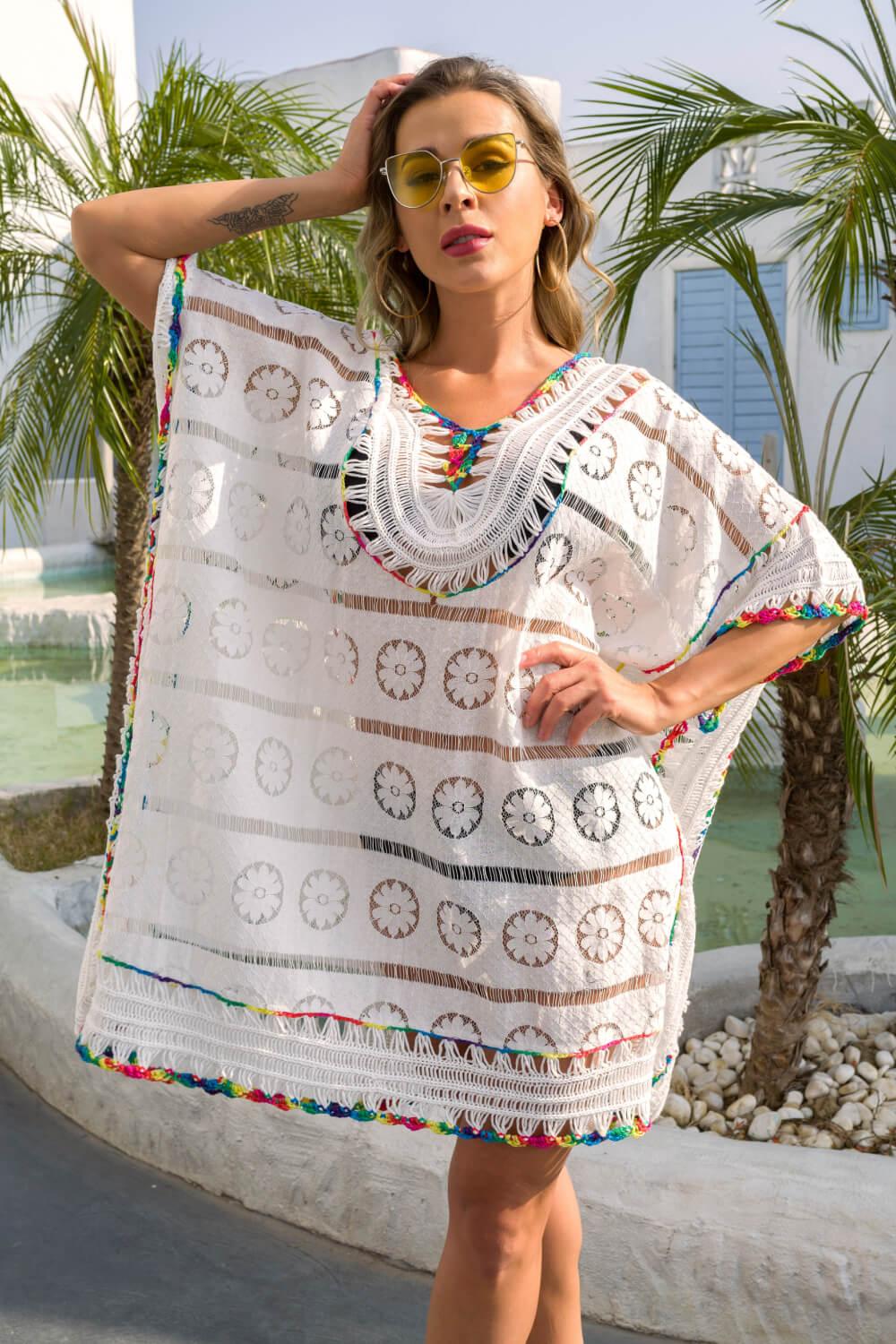 Contrast Tied Open Back Cover Up - Lecatta