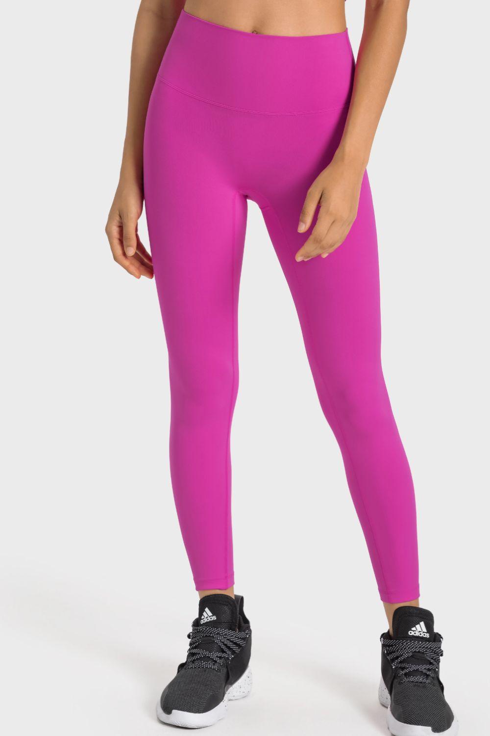 High-Rise Wide Waistband Yoga Leggings - Lecatta