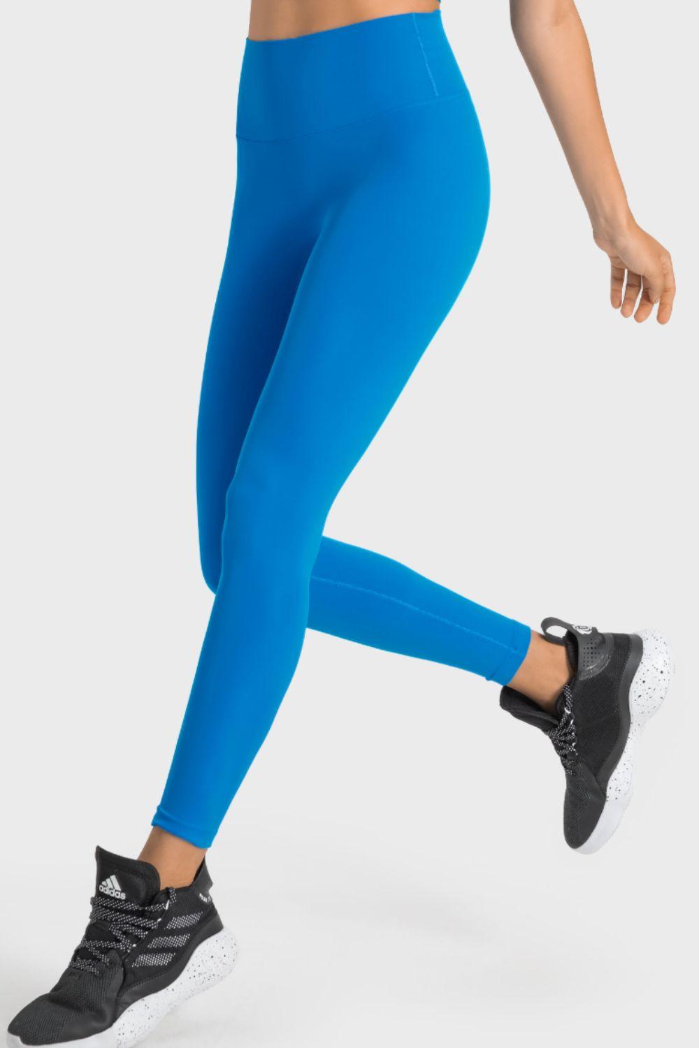 High-Rise Wide Waistband Yoga Leggings - Lecatta