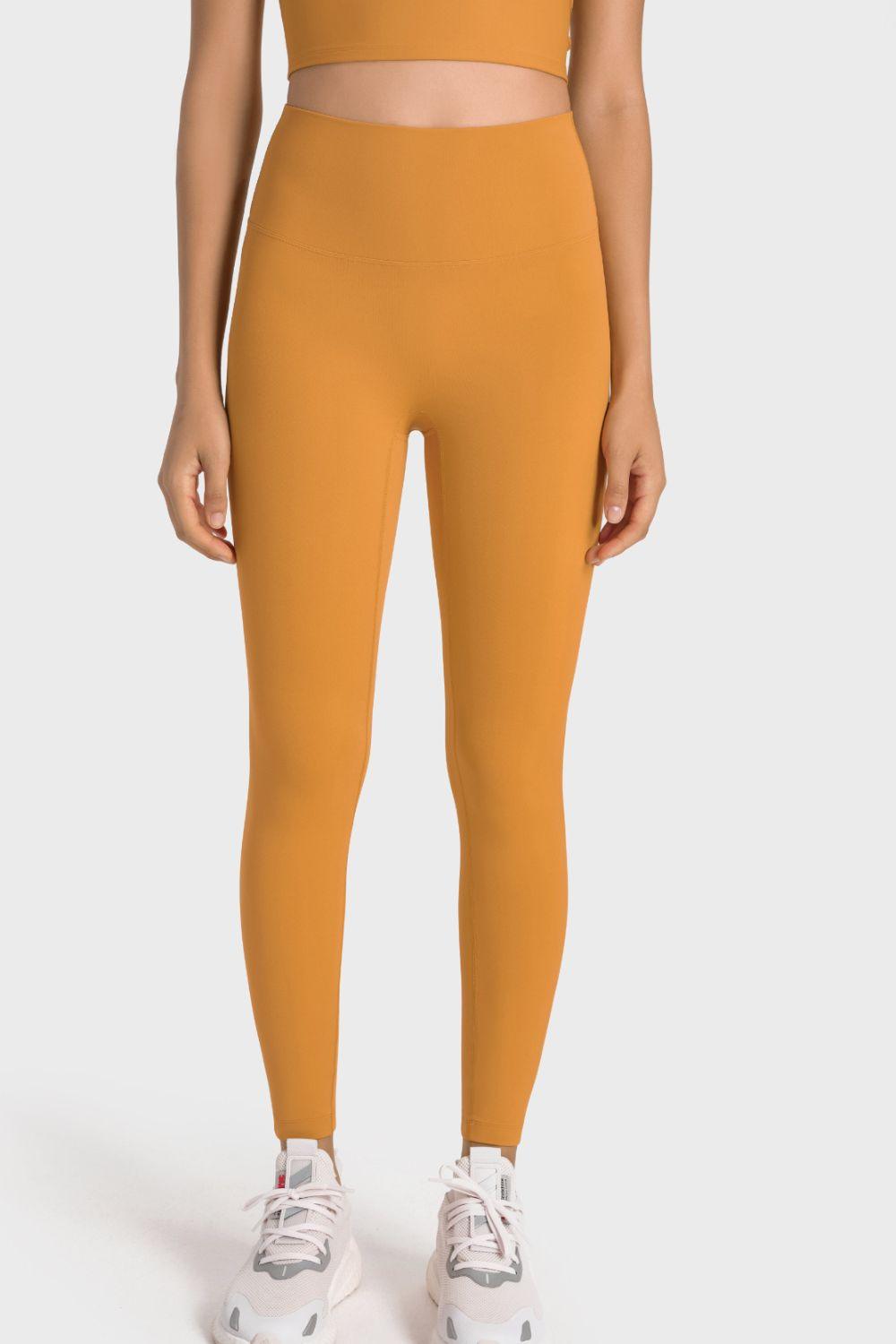 High-Rise Wide Waistband Yoga Leggings - Lecatta