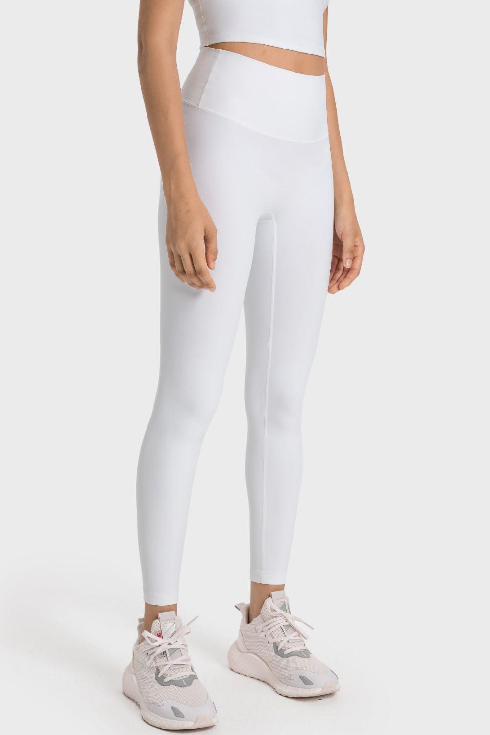 High-Rise Wide Waistband Yoga Leggings - Lecatta