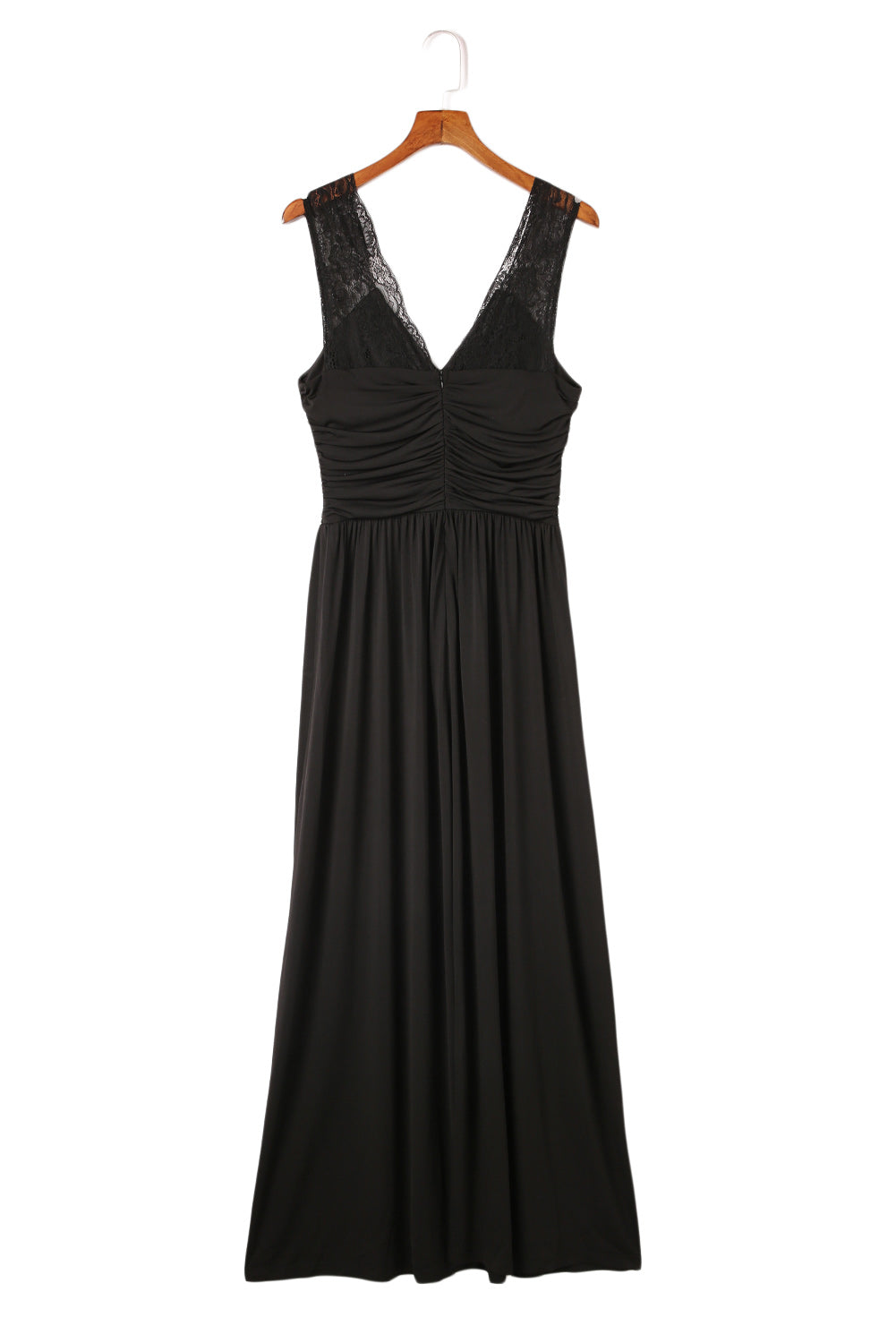 Surplice Neck Spliced Lace Split Maxi Dress - Lecatta