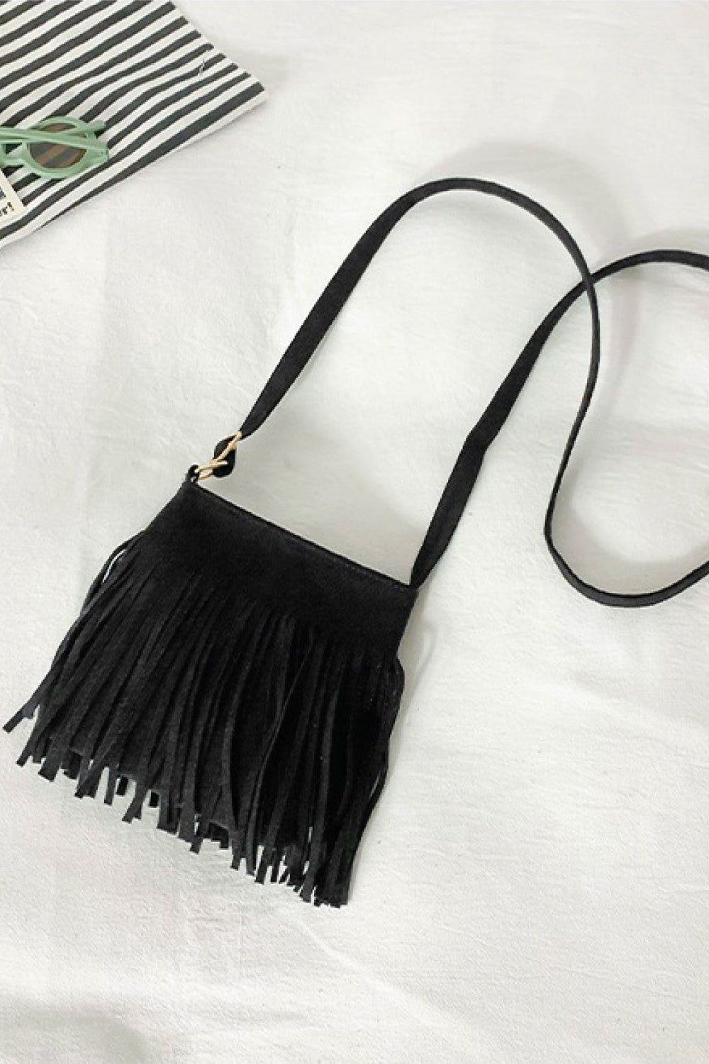 PU Leather Crossbody Bag with Fringe - Lecatta