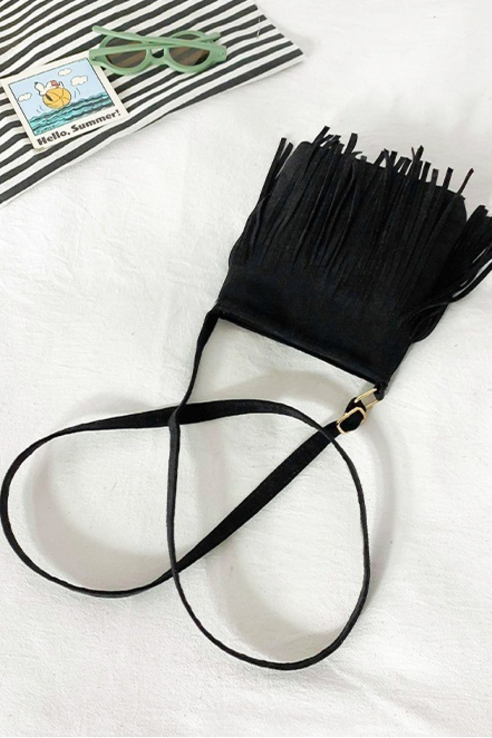 PU Leather Crossbody Bag with Fringe - Lecatta