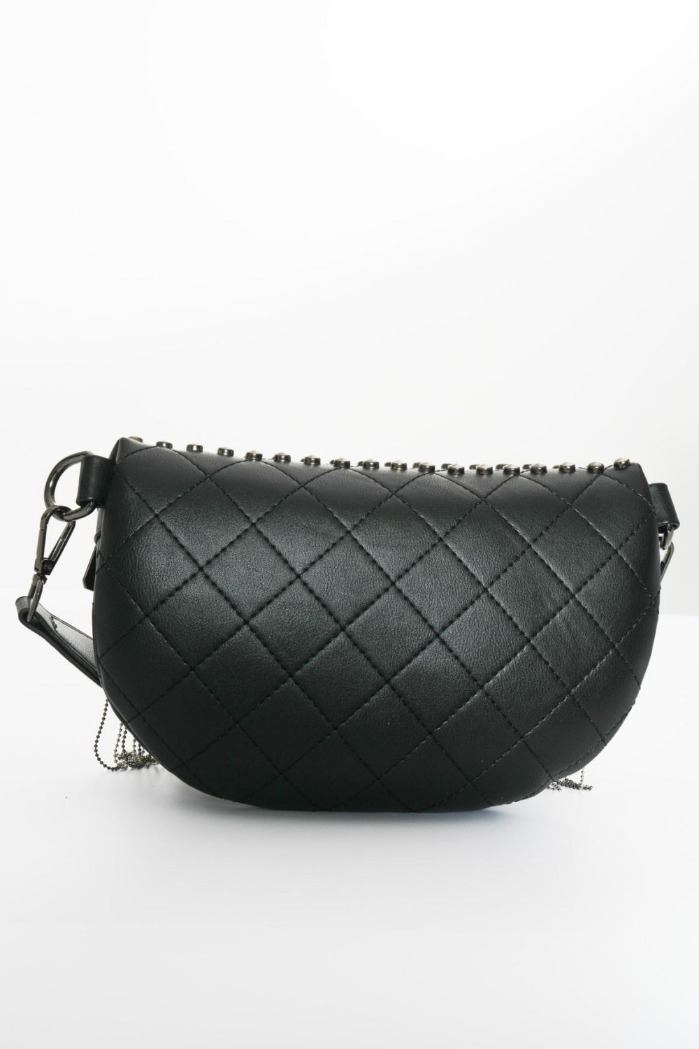 Faux Leather Studded Sling Bag with Fringes - Lecatta