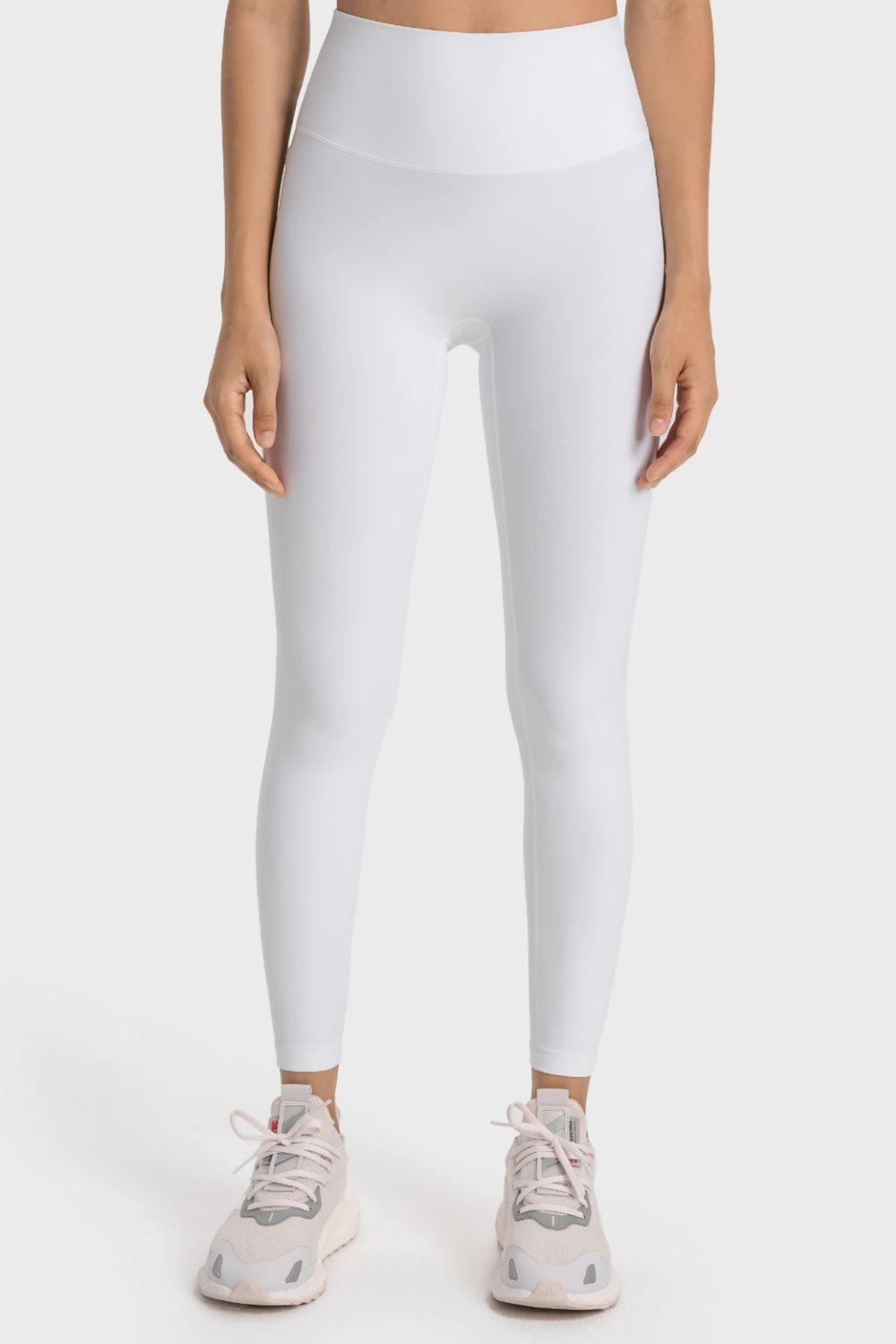 High-Rise Wide Waistband Yoga Leggings - Lecatta