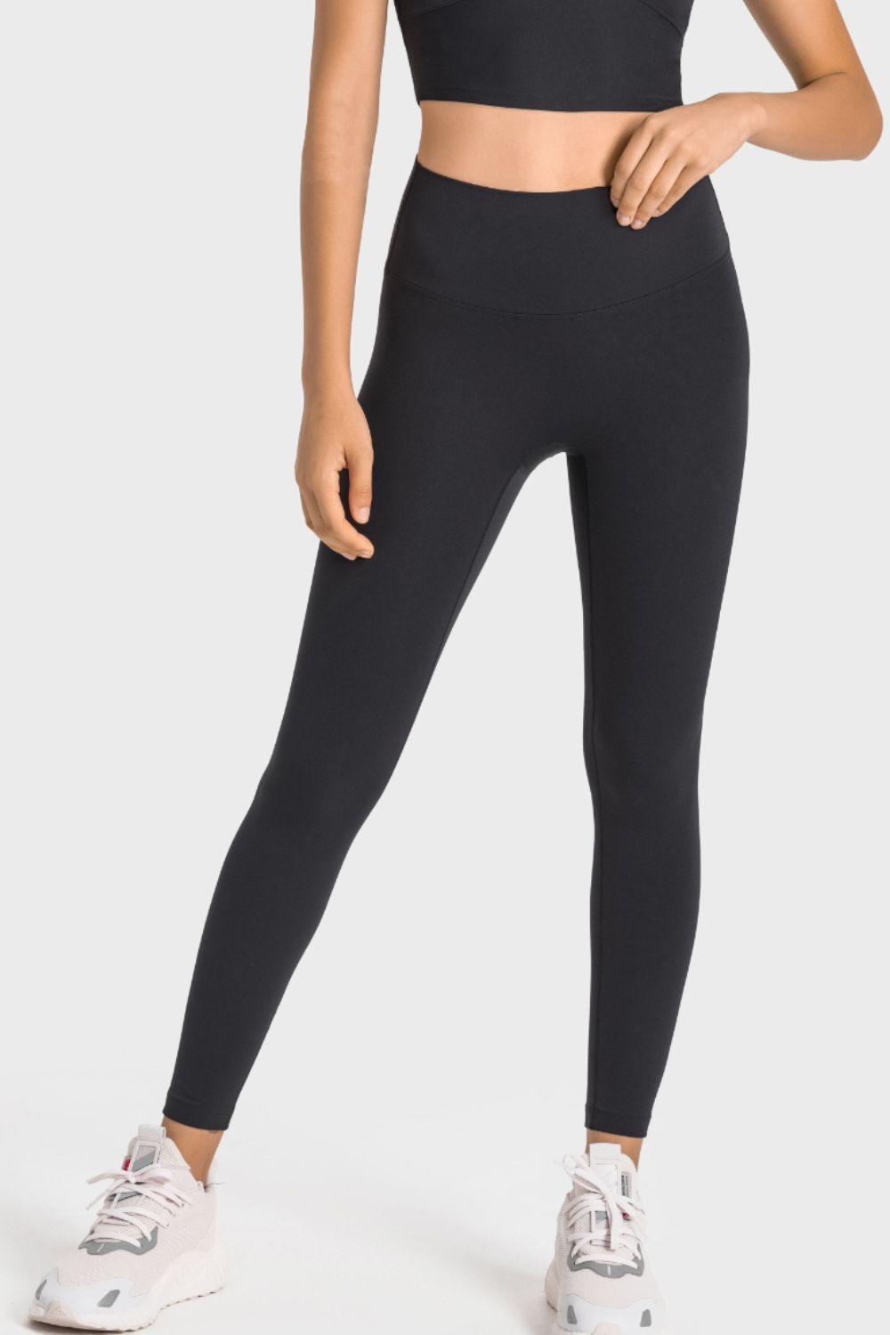 High-Rise Wide Waistband Yoga Leggings - Lecatta