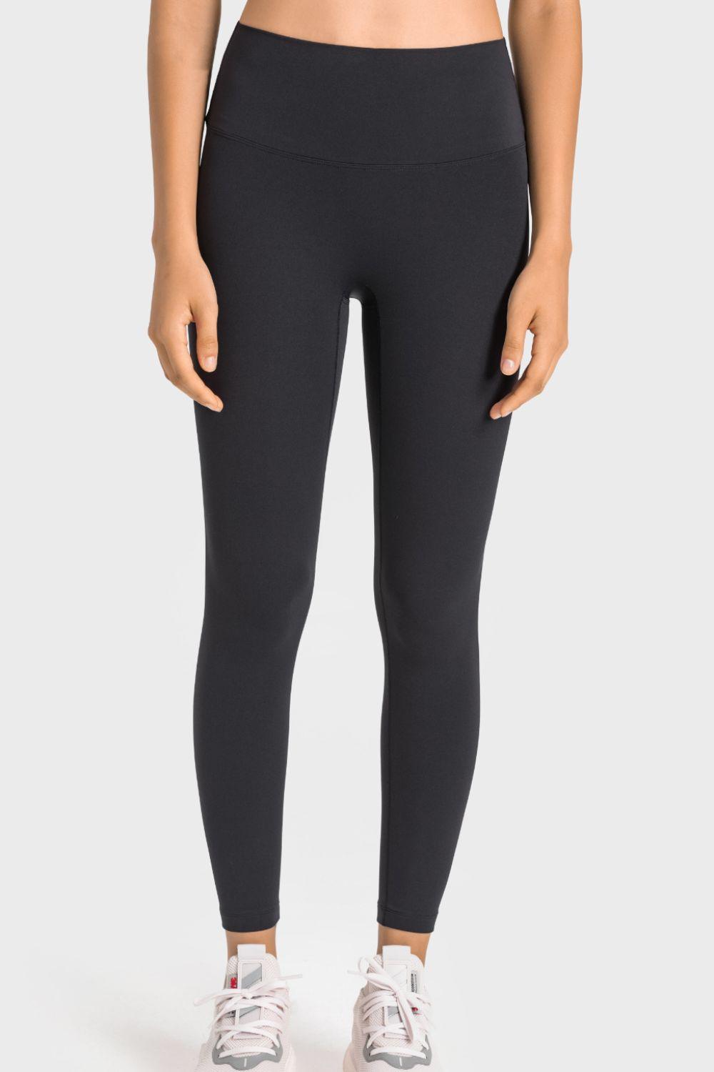 High-Rise Wide Waistband Yoga Leggings - Lecatta
