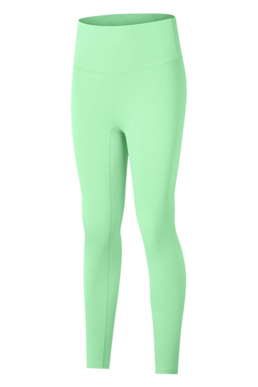 High-Rise Wide Waistband Yoga Leggings - Lecatta