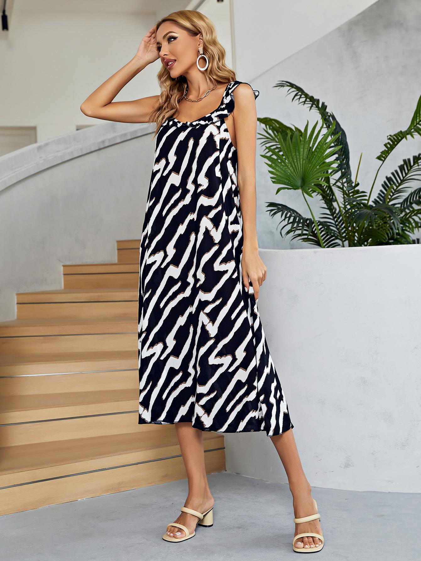 Two-Tone Low Back Midi Dress - Lecatta