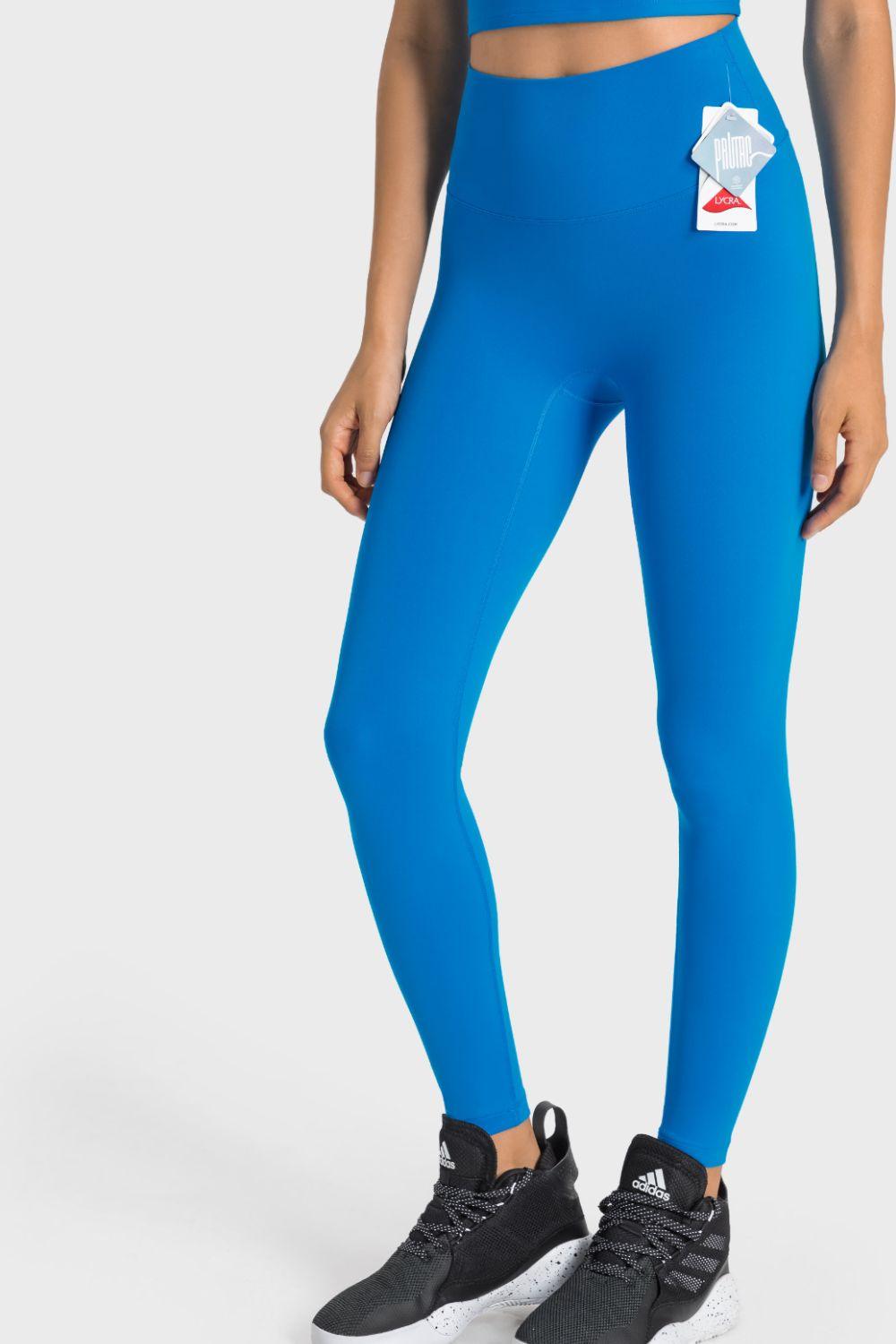 High-Rise Wide Waistband Yoga Leggings - Lecatta