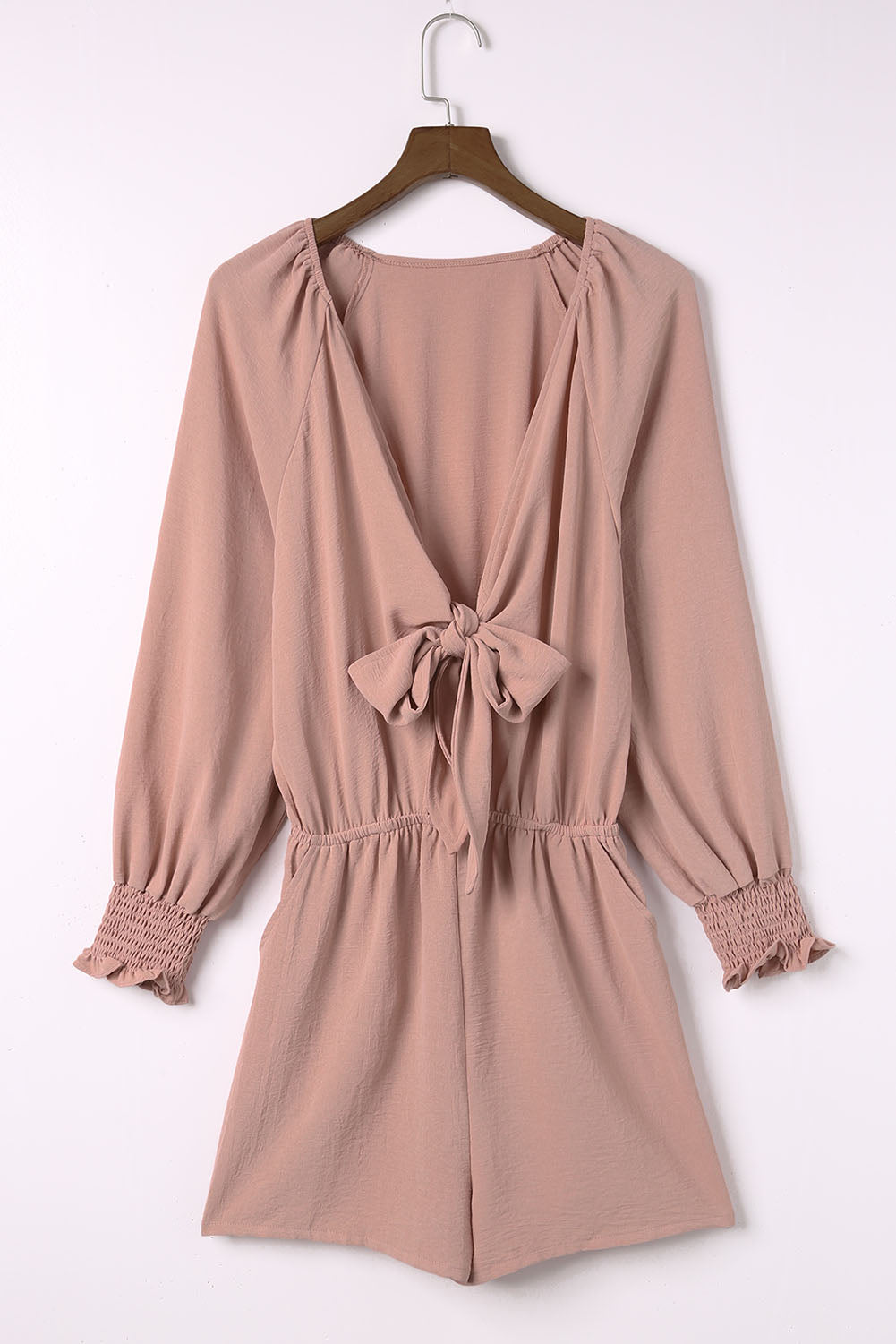 Tied Flounce Sleeve Plunge Romper - Lecatta