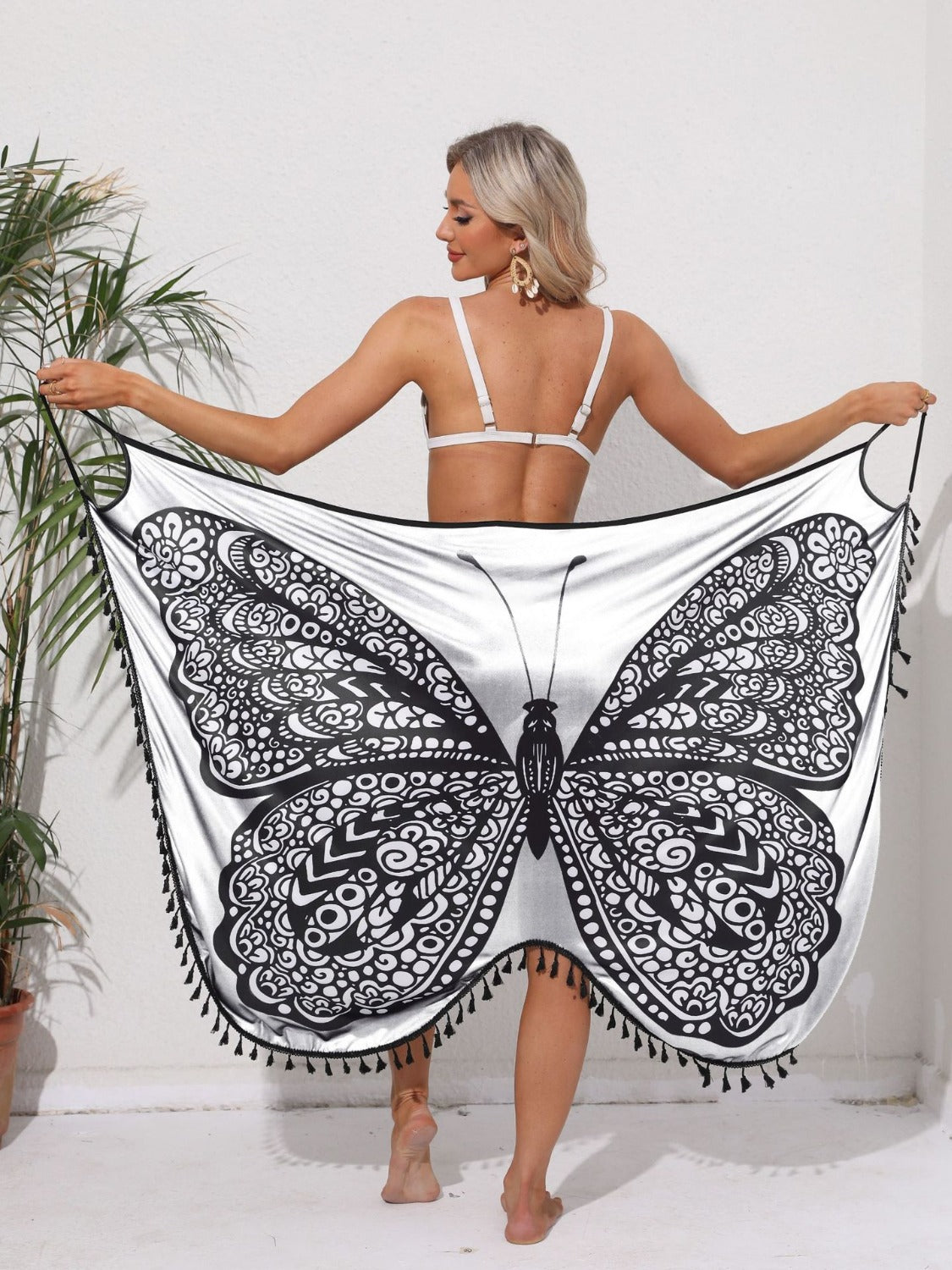 Tassel Butterfly Spaghetti Strap Cover Up