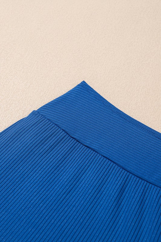 Ribbed Knit Tankini & Skort Swimsuit Set