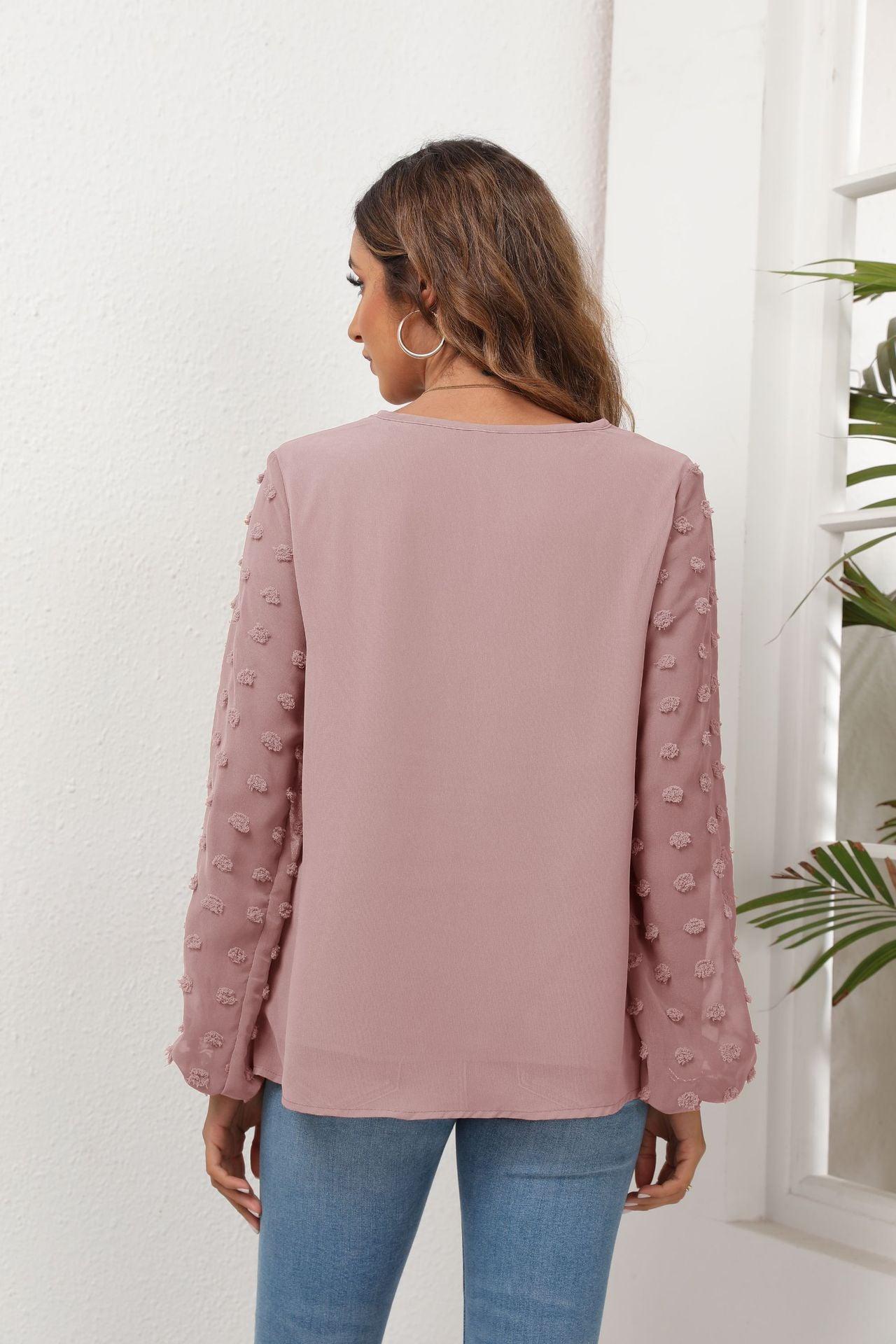 Swiss Dot Balloon Sleeve Blouse - Lecatta