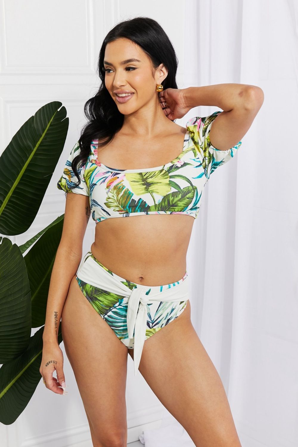 Puff Sleeve Bikini in Floral - Lecatta