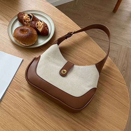 Contrast Canvas Shoulder Bag - Lecatta