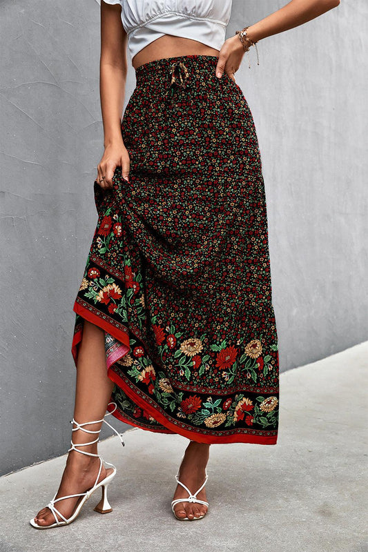 Floral Tied Maxi Skirt - Lecatta