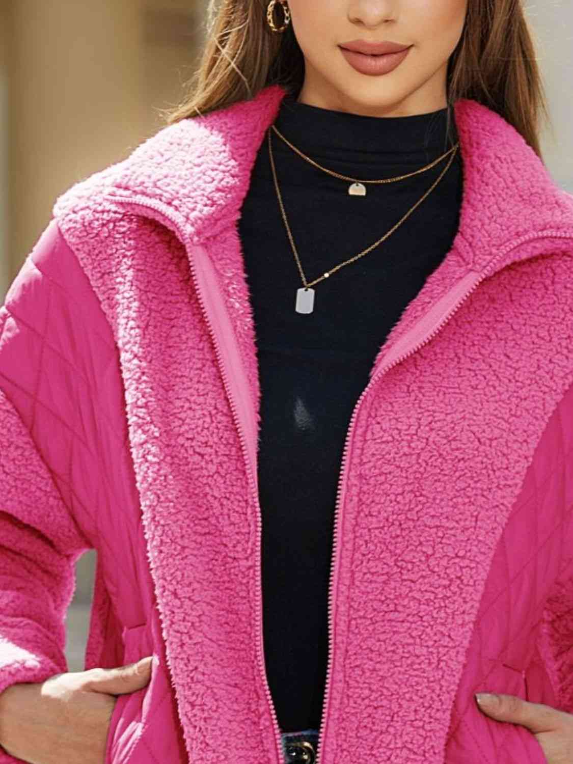 Zip-Up Collared Neck Jacket