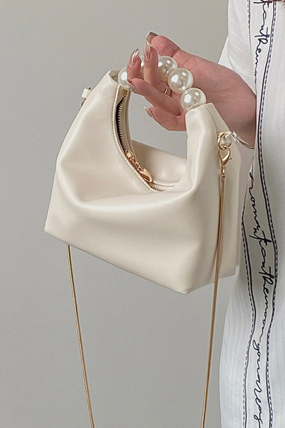 PU Leather Pearl Handbag - Lecatta