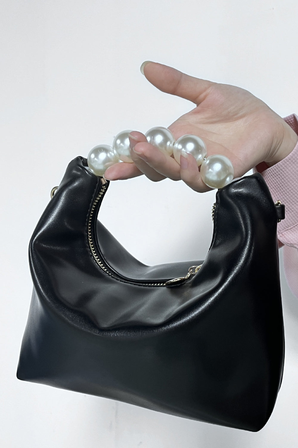 PU Leather Pearl Handbag - Lecatta