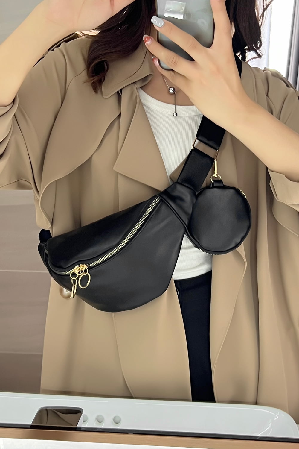 PU Leather Sling Bag with Small Purse - Lecatta