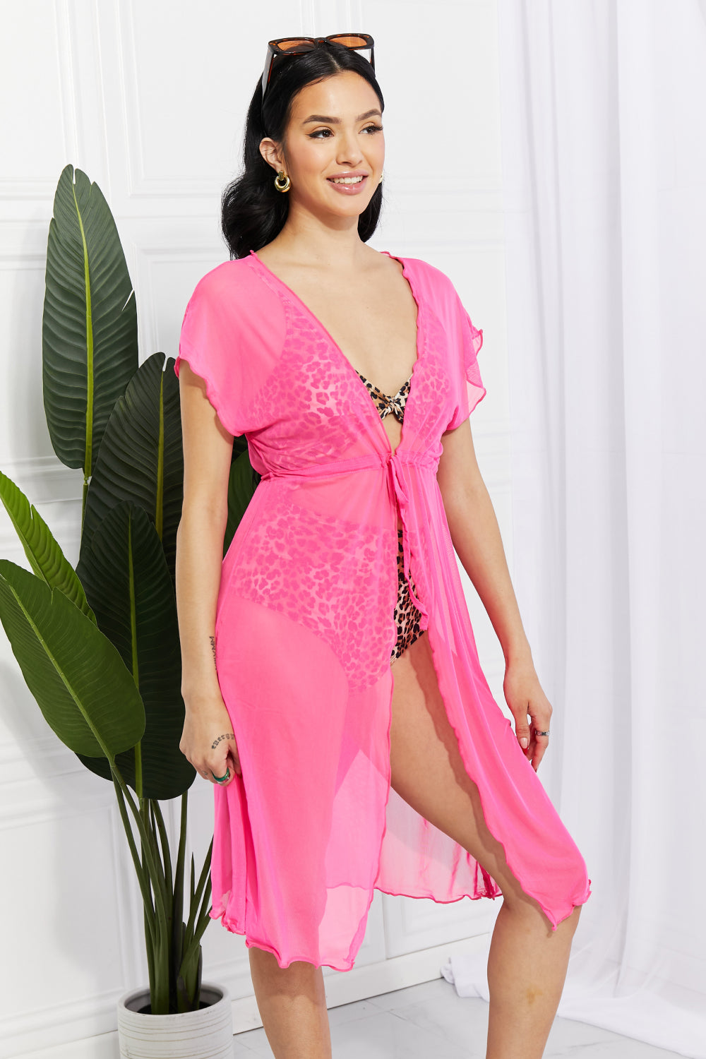 Mesh Tie-Front Cover-Up - Lecatta