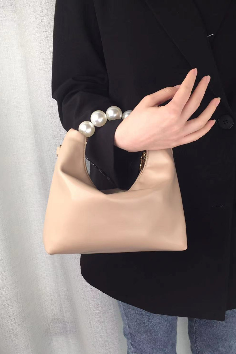 PU Leather Pearl Handbag - Lecatta