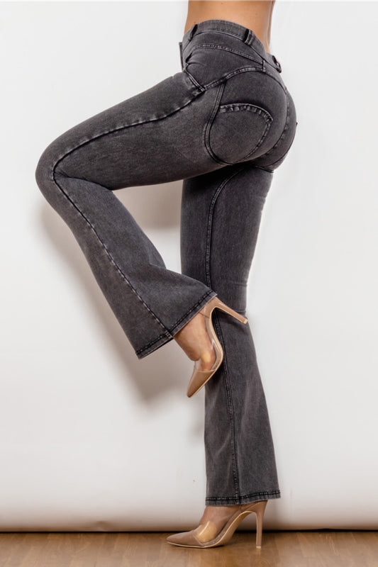 Two-Button Flare Jeans - Lecatta