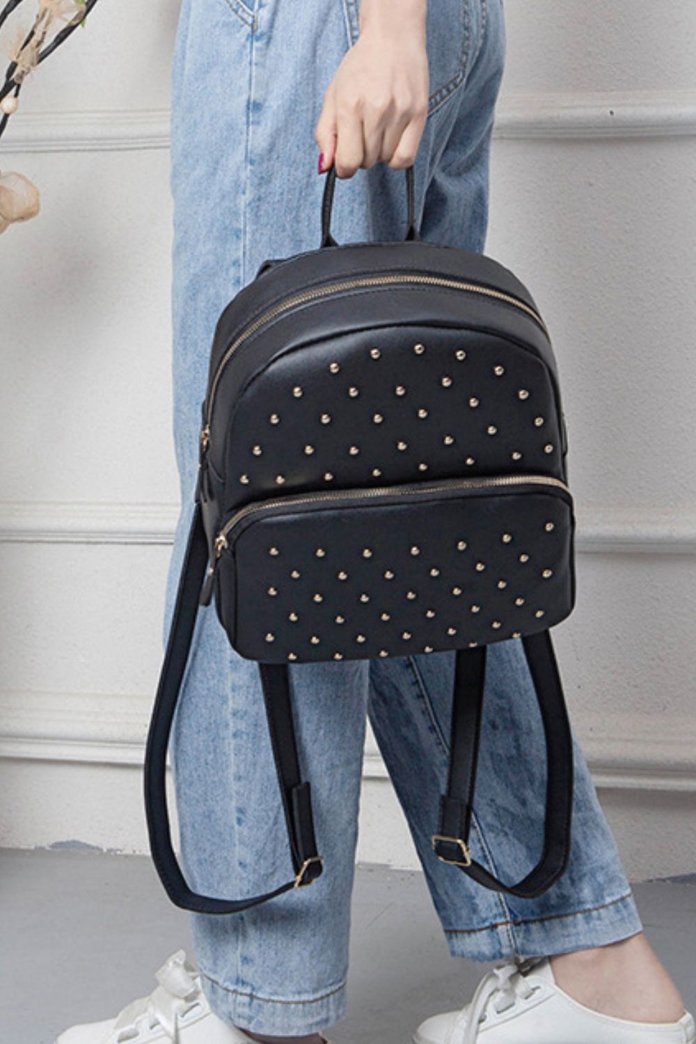 Studded PU Leather Backpack - Lecatta