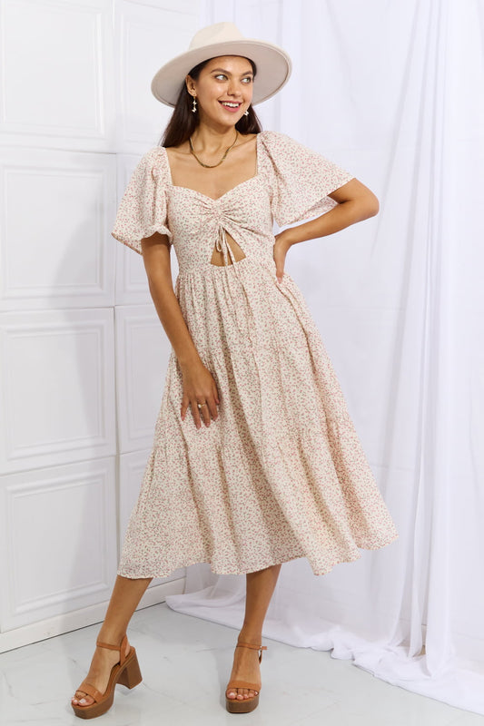 Floral Tiered Ruffle Midi Dress - Lecatta