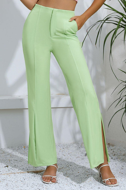 Slit High-Rise Flare Pants - Lecatta