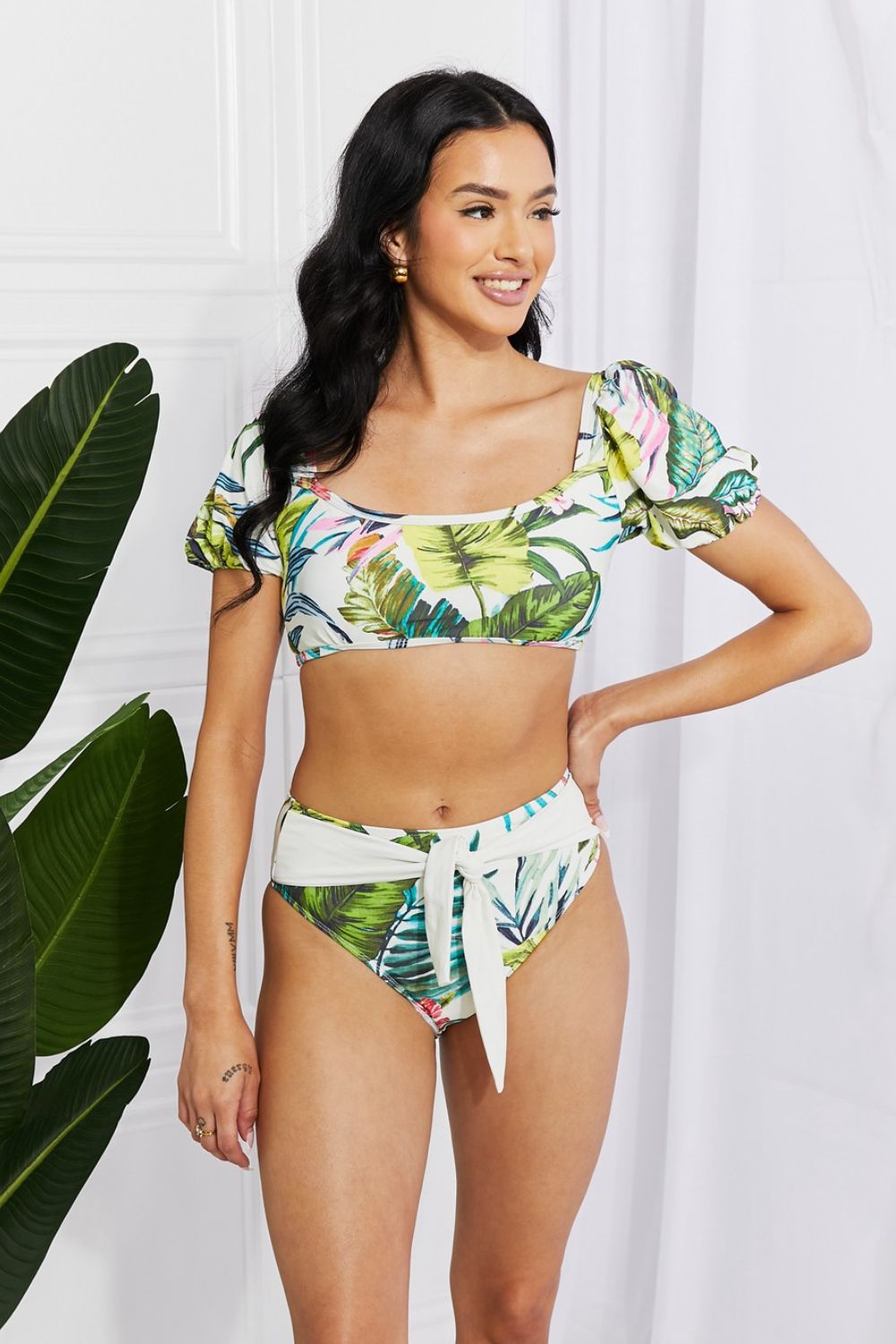 Puff Sleeve Bikini in Floral - Lecatta