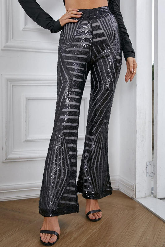 Sequin High Waist Flared Pants - Lecatta