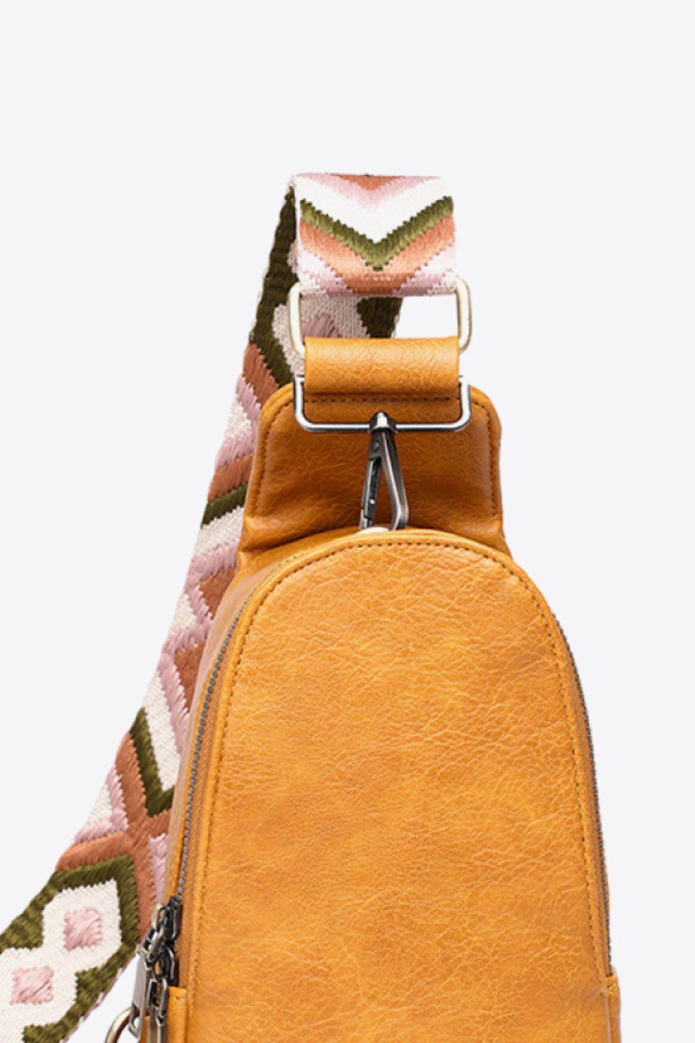 Random Pattern Adjustable Strap PU Leather Sling Bag - Lecatta